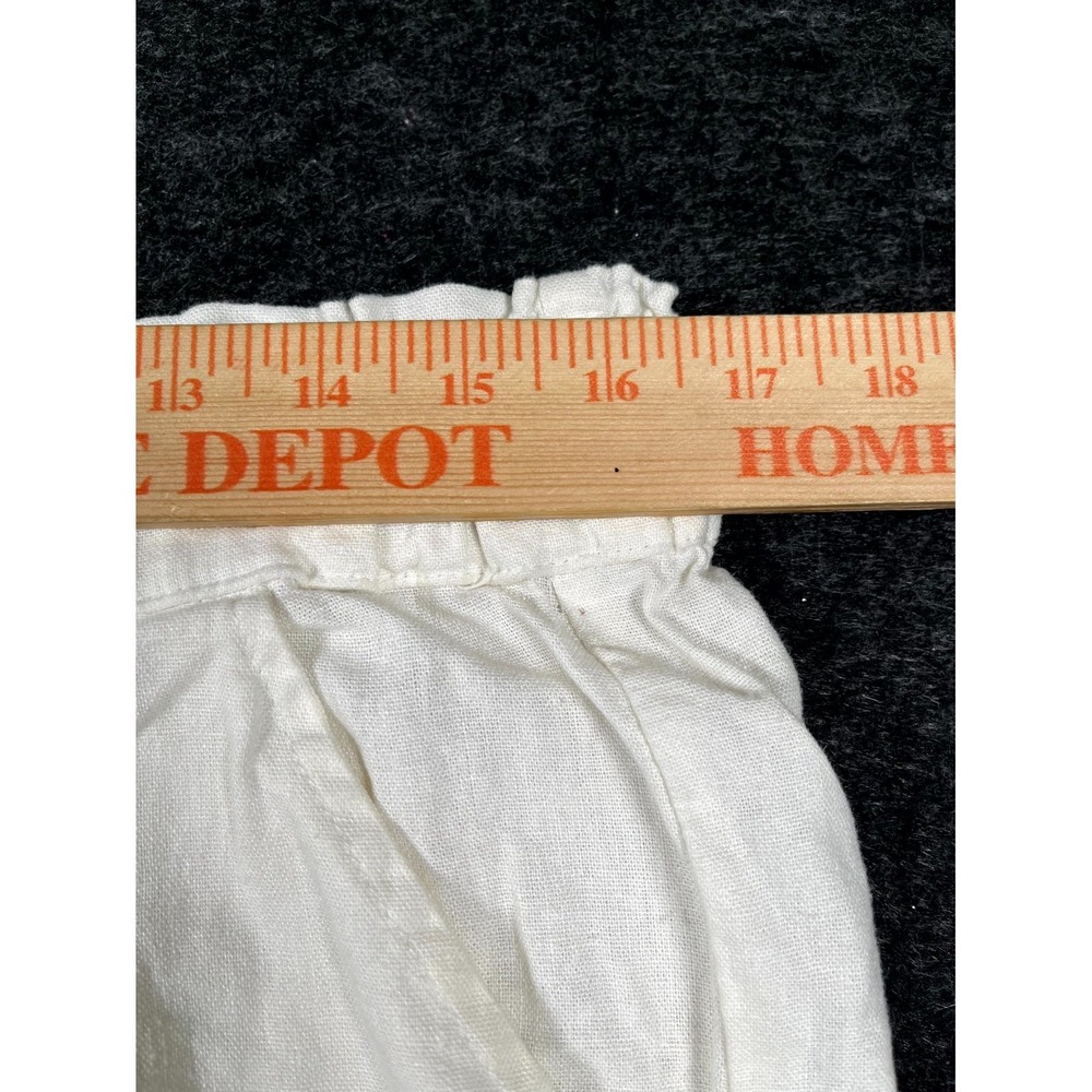 Beau Dawson Pants Womens Large White Linen Drawstring Raw Hem Wide Leg Casual - Picture 4 of 9